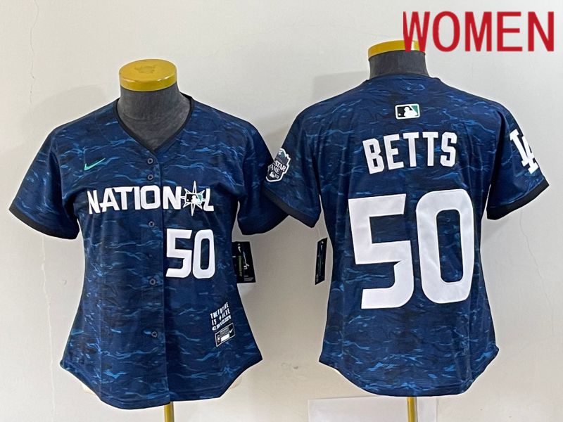 Women Los Angeles Dodgers #50 Betts National League Nike Royal 2023 MLB All Star MLB Jersey